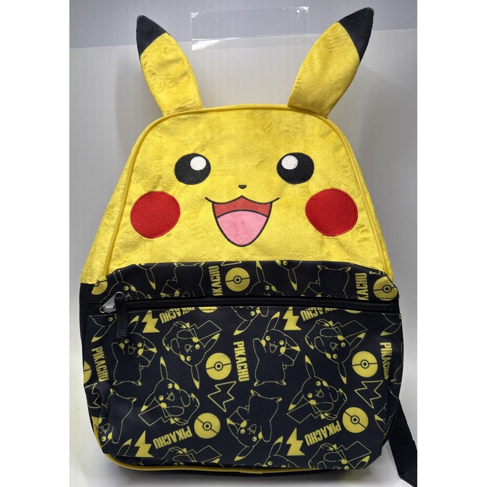 Pokemon  Pikachu School Backpack Book Bag Boys Girls 16" 3 D Ears.